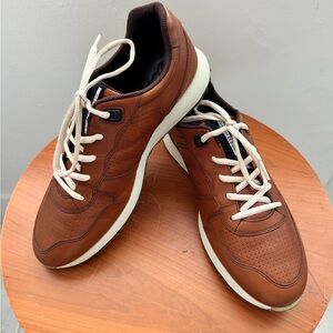 Ecco Sneak Men's Amber Brown Leather Sneakers 430504 size 8-8.5